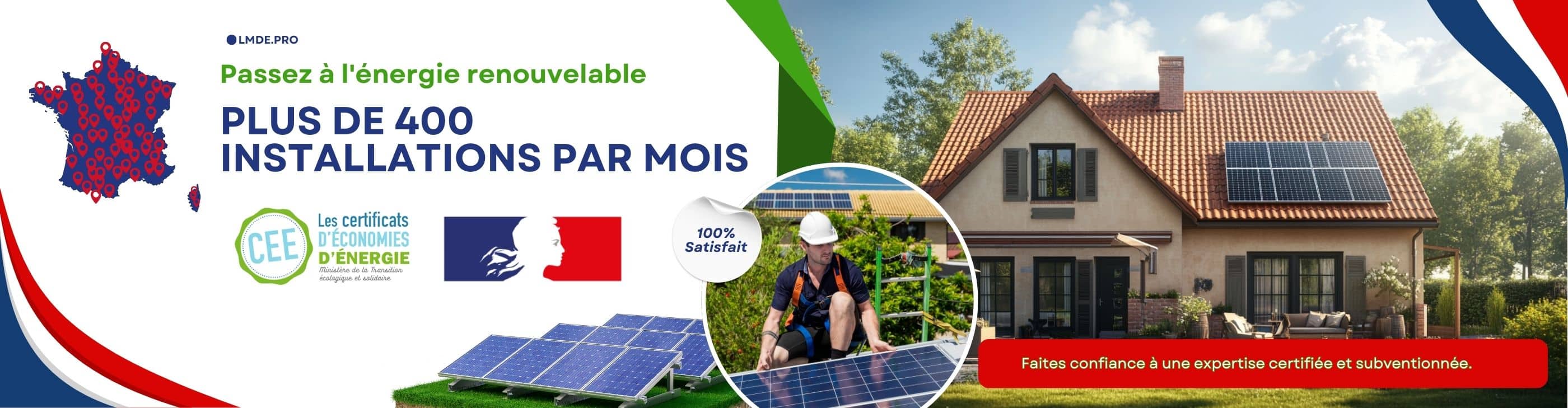 Energie Renouvelables - Plus de 400 installations par mois